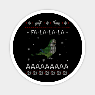 FA LA LA Ugly Christmas Green Monk Parakeet Magnet